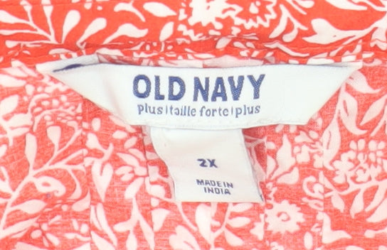 Old Navy Women's Red 2XL Floral Button-Up Tunic