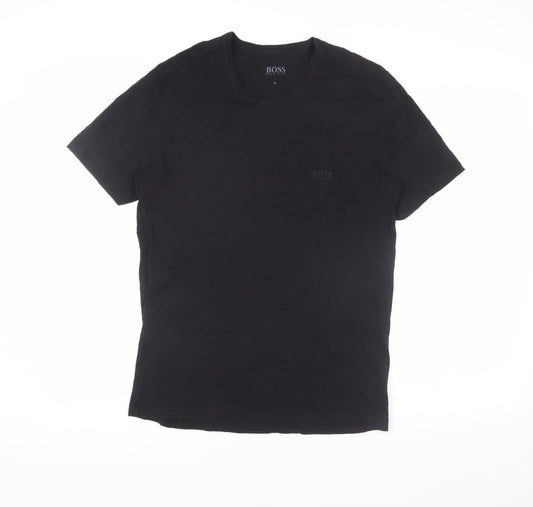 Hugo Boss Men's Black Cotton T-Shirt, M, Crew Neck