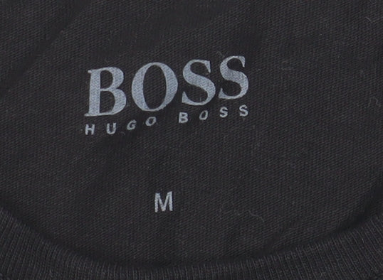 Hugo Boss Men's Black Cotton T-Shirt, M, Crew Neck