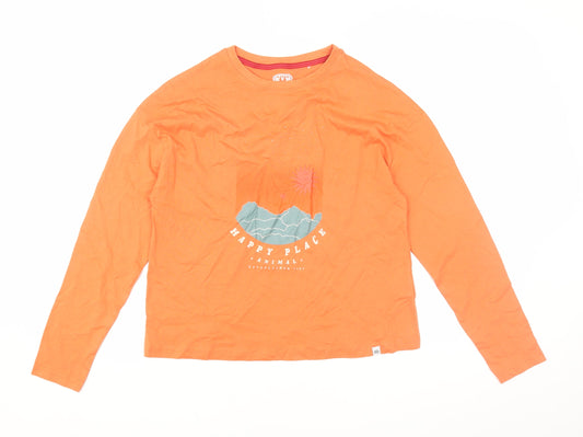 Womens UK Size 8 Animal Orange 100% Cotton T-Shirt