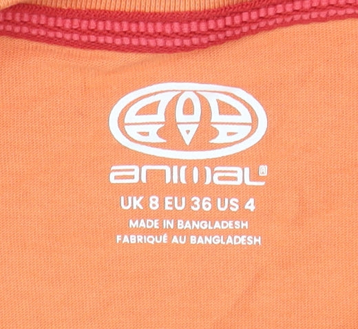 Animal Women's Orange Graphic T-Shirt Size 8