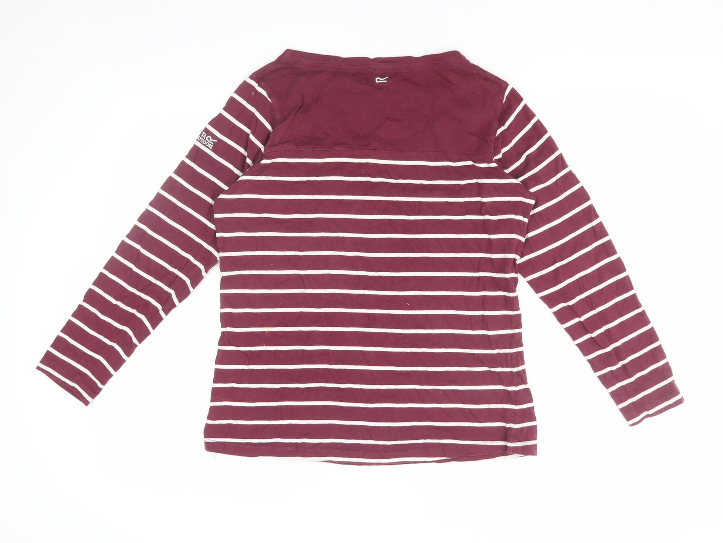 Regatta Women's Red Striped Cotton T-Shirt Size 14