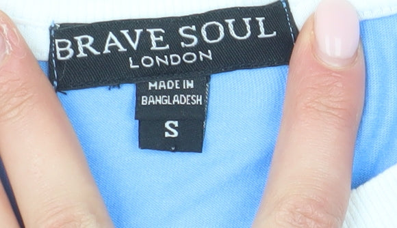Brave Soul Women's Blue Ringer T-Shirt, Size S
