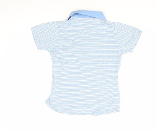 EWM Women's Blue Striped Polo Shirt S