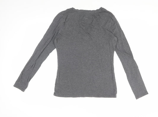 Banana Republic Women's Grey Basic V-Neck Long Sleeve T-Shirt