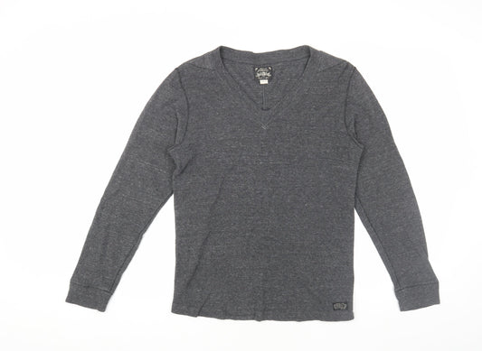 Diesel Grey Long Sleeve V-Neck Cotton T-Shirt S