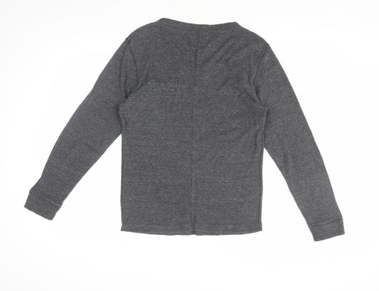 Diesel Grey Long Sleeve V-Neck Cotton T-Shirt S