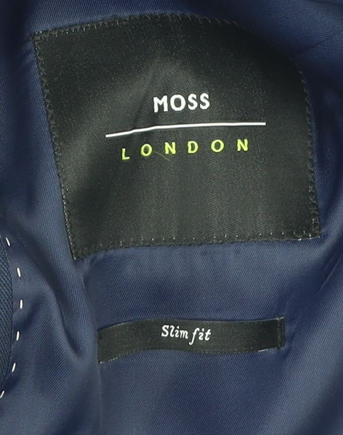 Moss London Men's Blue 38L Slim Fit Suit Jacket
