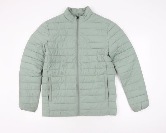 Jack & Jones Unisex Green Puffer Jacket M