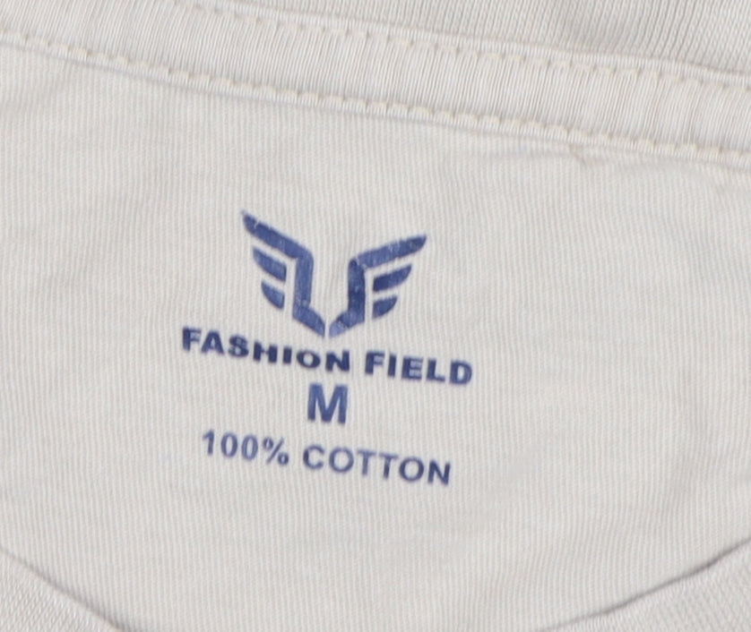 Close-up detail of Fashion Field Men Beige Dinosaur T-Shirt M