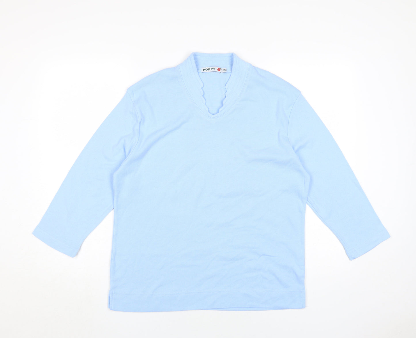 Poppy Women's Blue 3/4 Sleeve Basic T-Shirt Size 24