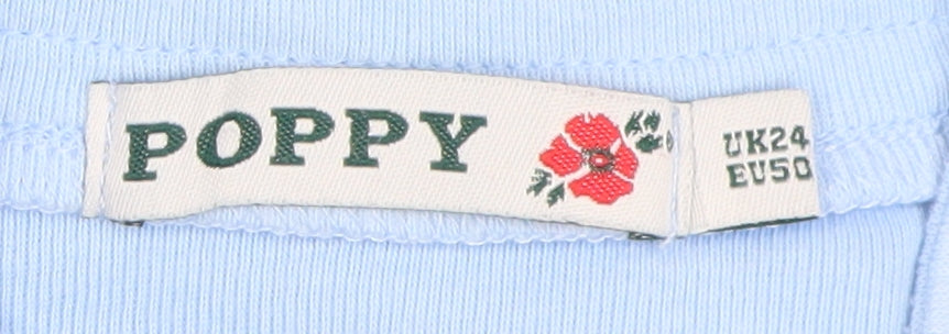 Poppy Women's Blue 3/4 Sleeve Basic T-Shirt Size 24