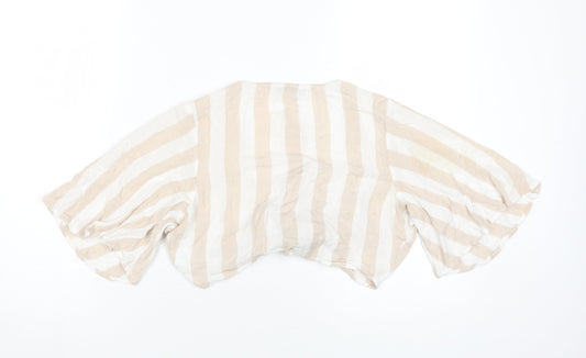 American Eagle Women's Beige Stripe Wrap Blouse, Size S