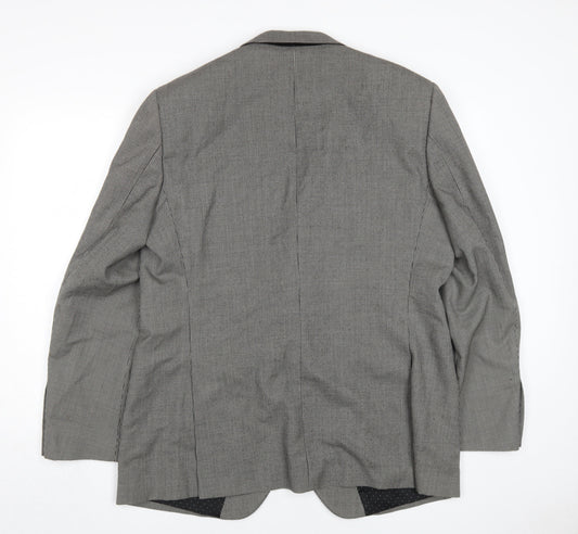 Marks and Spencer Men's Black Check Blazer, Size 44R, Wool