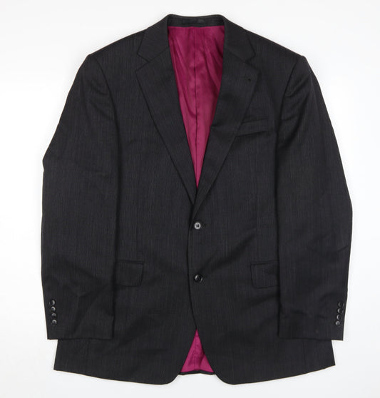 Mens 42 Chest Regular Austin Reed Black Two-Button Blazer