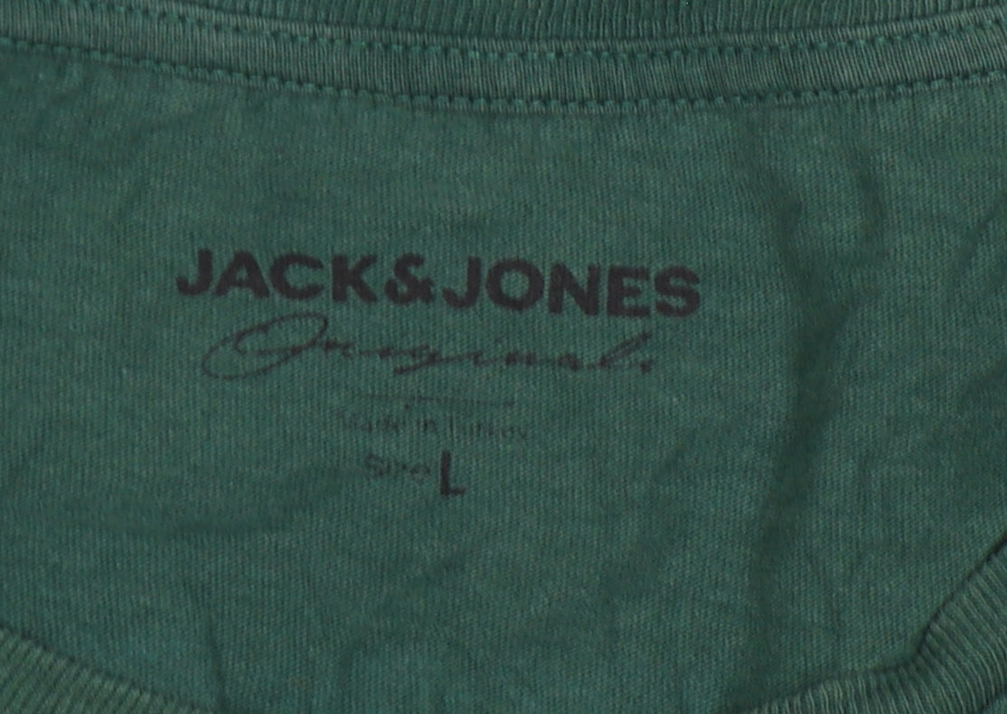 Jack & Jones Men's Green Graphic Print Tee, L