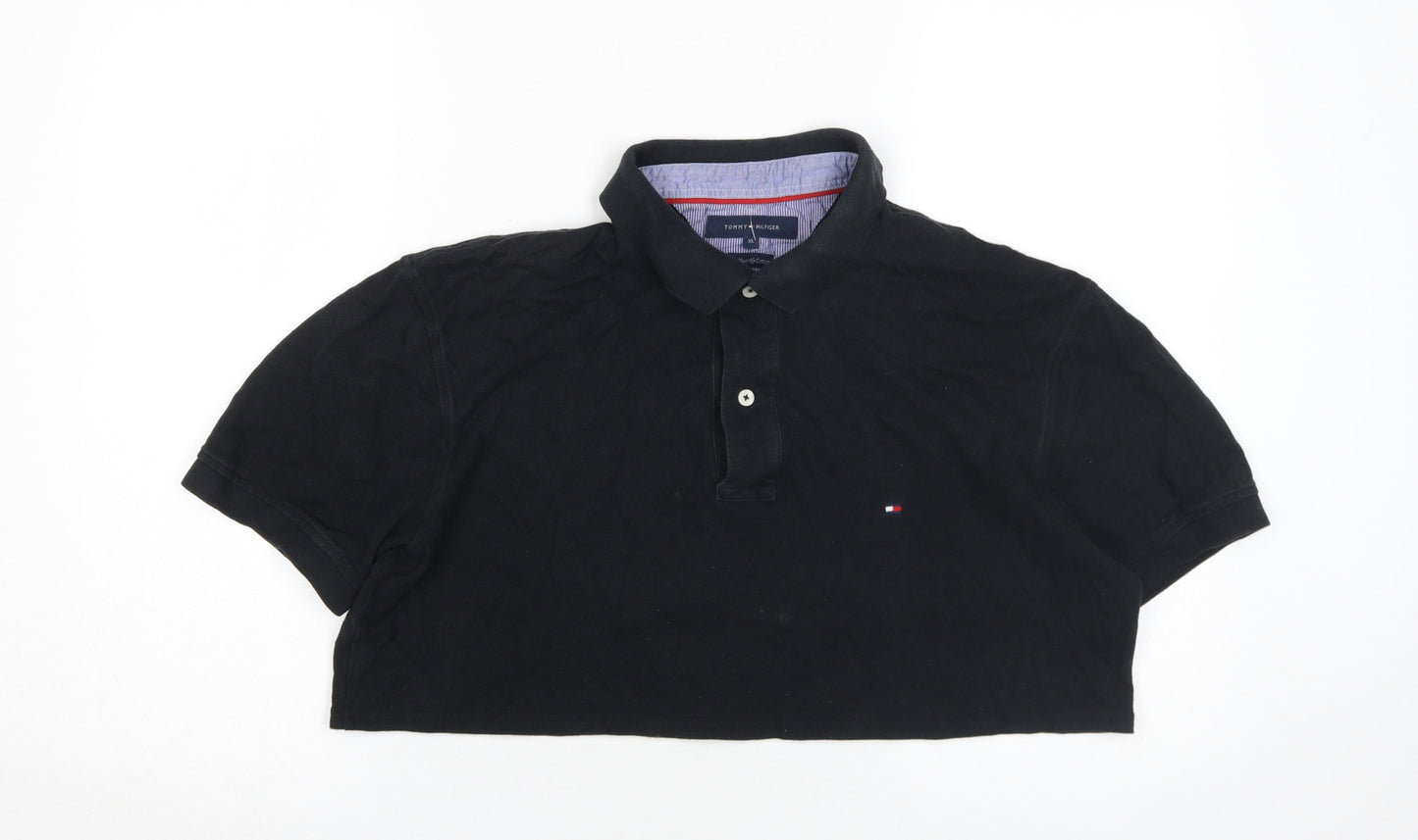 Tommy Hilfiger Black Crop Polo XL Unisex Classic