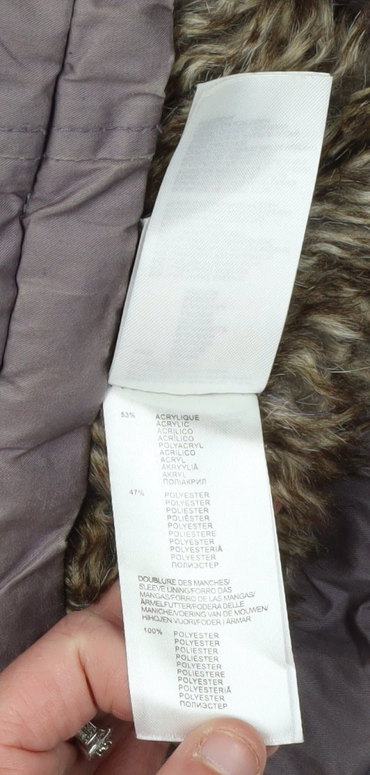 Brand and care label for Vertbaudet girls’ grey parka coat 7-8 years