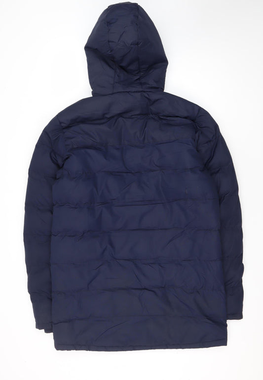 TOG24 Men's Blue Puffer Jacket S Hooded Winter