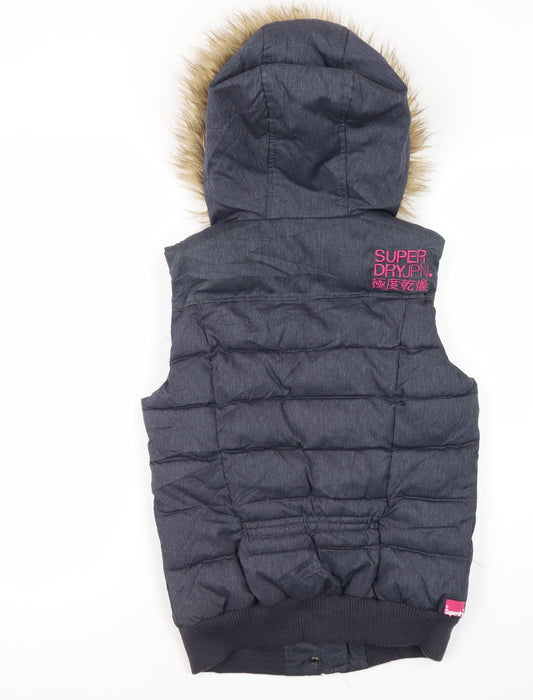 Superdry Women's Black 2XS Puffer Jacket, Fur Hood
