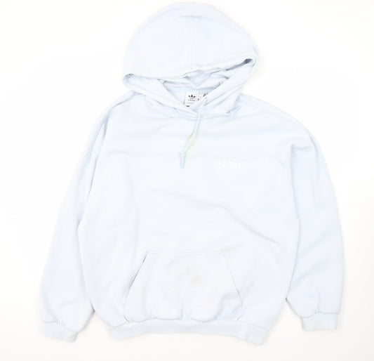 Unisex Adults UK 10 Regular adidas White Pullover Hoodie