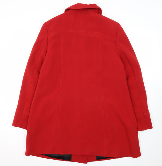 BHS Women's Red Mid-Length Overcoat - Size 12