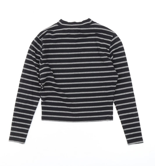 New Look Girls Black Striped Cropped Long Sleeve T-Shirt