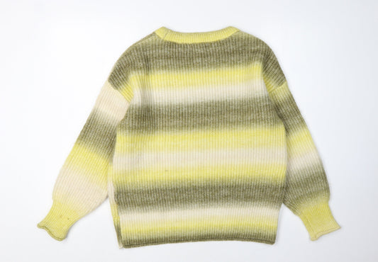 White Stuff Women's Green Striped Pullover Jumper Size 12