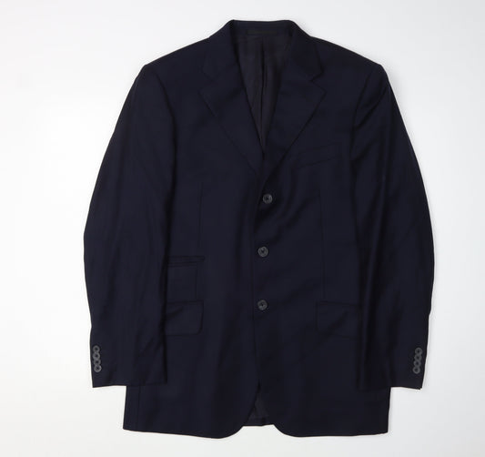 T.M. Lewin Men's Blue Wool Blazer, Size 40R, Formal