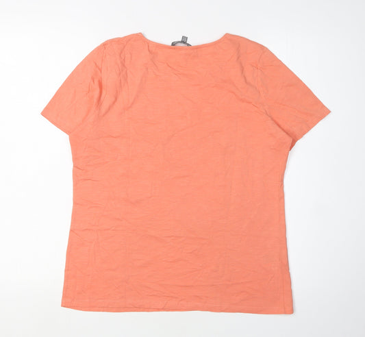 Womens UK Size 12 Laura Ashley Orange 100% Cotton T-Shirt