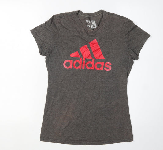 Additional front view of Adidas Women's Grey T-Shirt S - Comfortable Gym Top