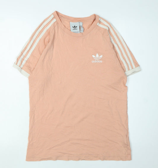 Additional front view of Adidas Women's Pink Cotton T-Shirt XS Raglan Sleeve
