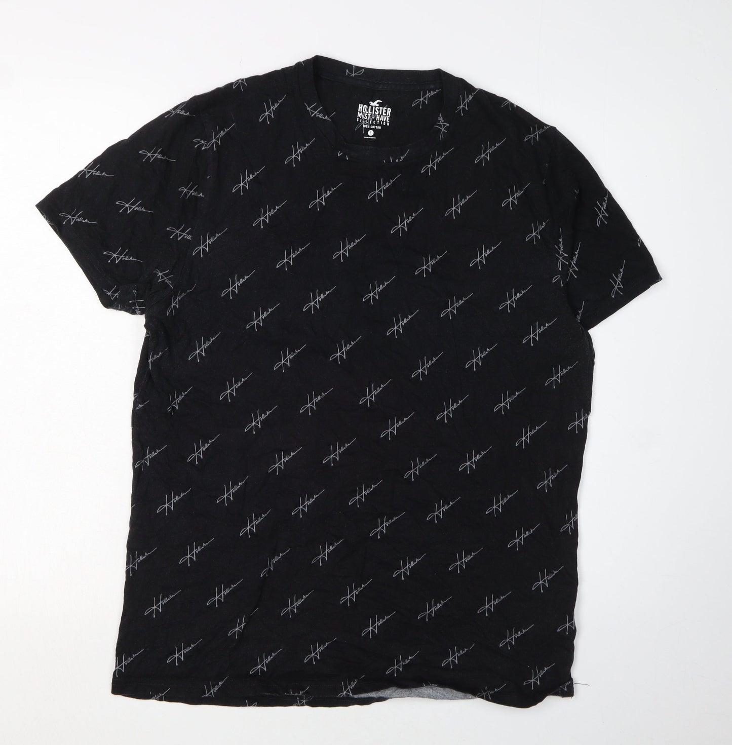 Hollister Men's Black Graphic Print T-Shirt Size L