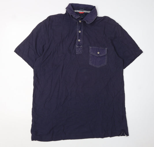 Tommy Hilfiger Men's Blue Cotton Polo Shirt L
