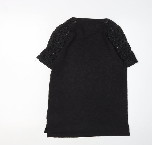 Superdry Women's Black Crochet T-Shirt, Size 8