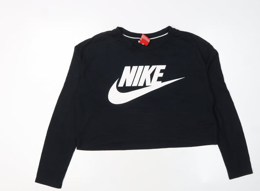 Nike Women's Black Cropped T-Shirt M Long Sleeve