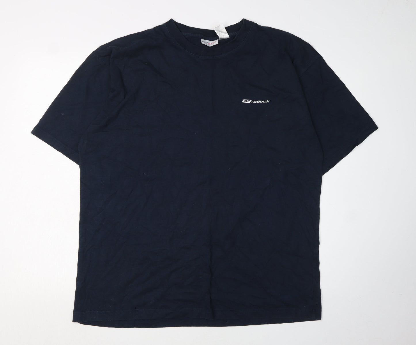 Reebok Men's Blue Cotton Crew Neck Logo T-Shirt XLT