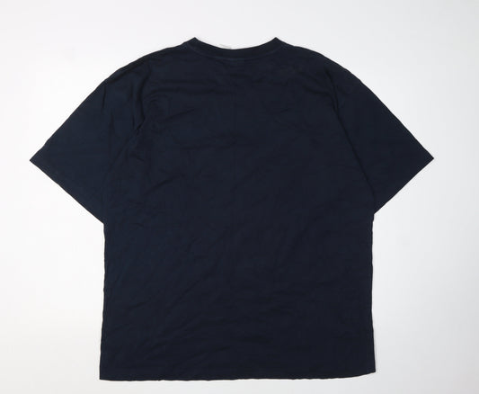 Reebok Men's Blue Cotton Crew Neck Logo T-Shirt XLT