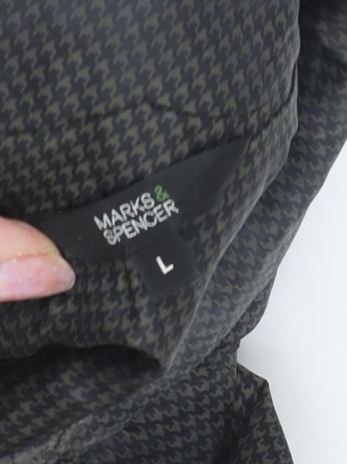 Marks and Spencer Women's Black Check Puffer Coat L