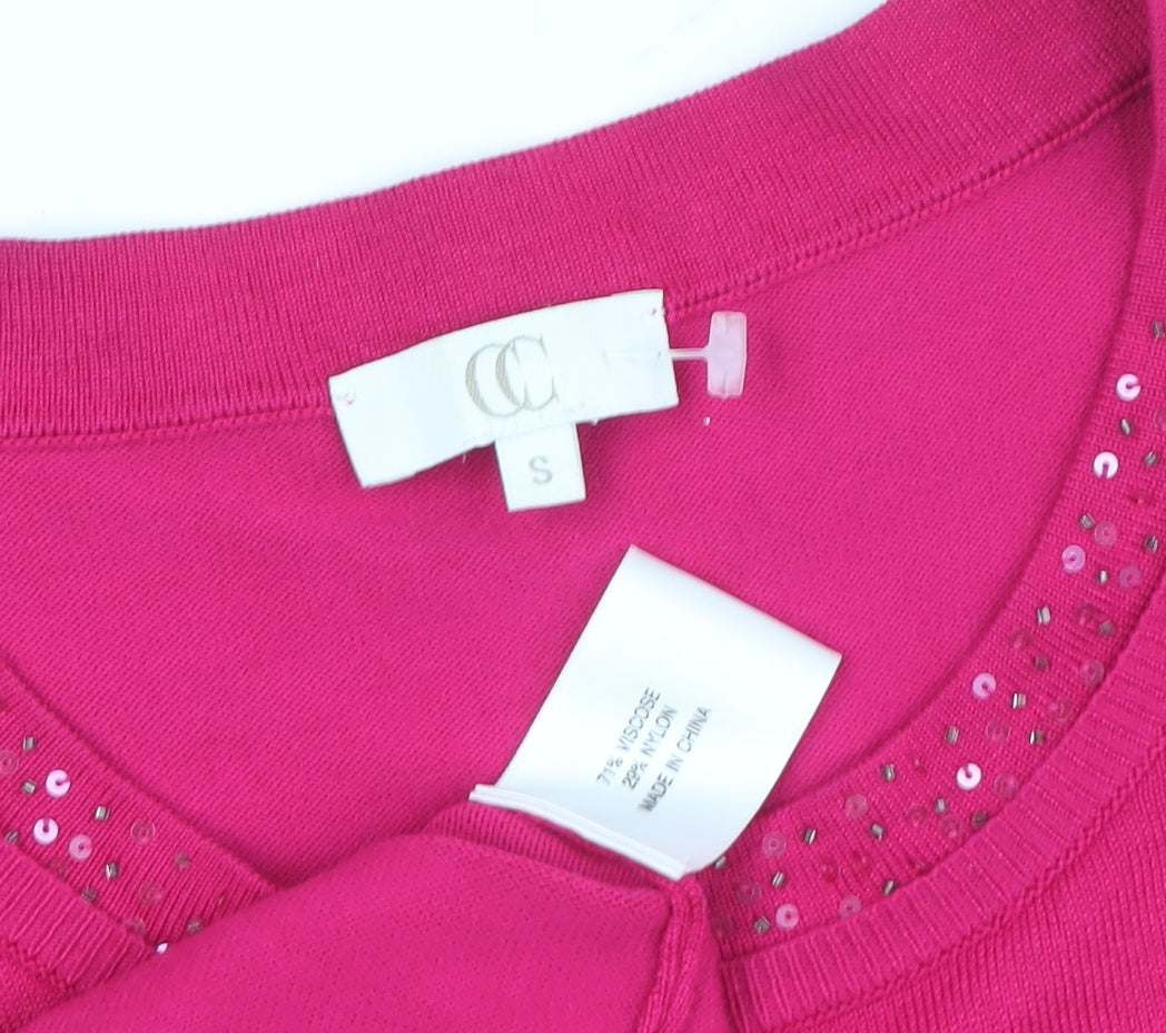 CC Women's Pink Sequin Pullover Jumper - Size S