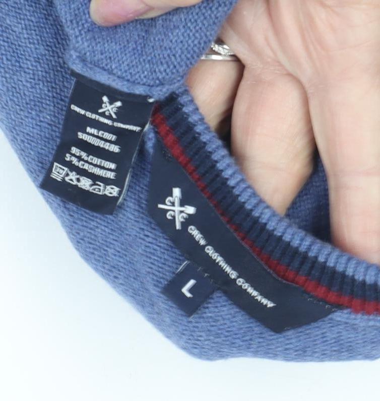 G Crew Clothing Men's Blue Cotton Cashmere Pullover L