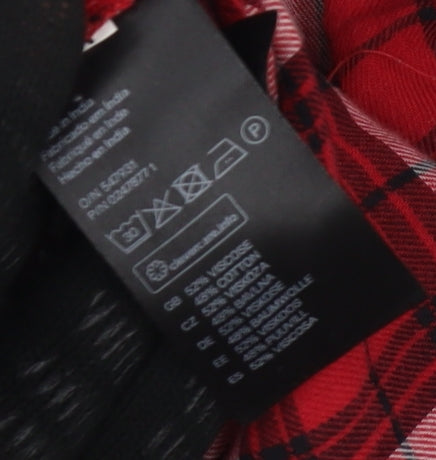 H&M Women’s Red Plaid Button-Up Shirt Size 6