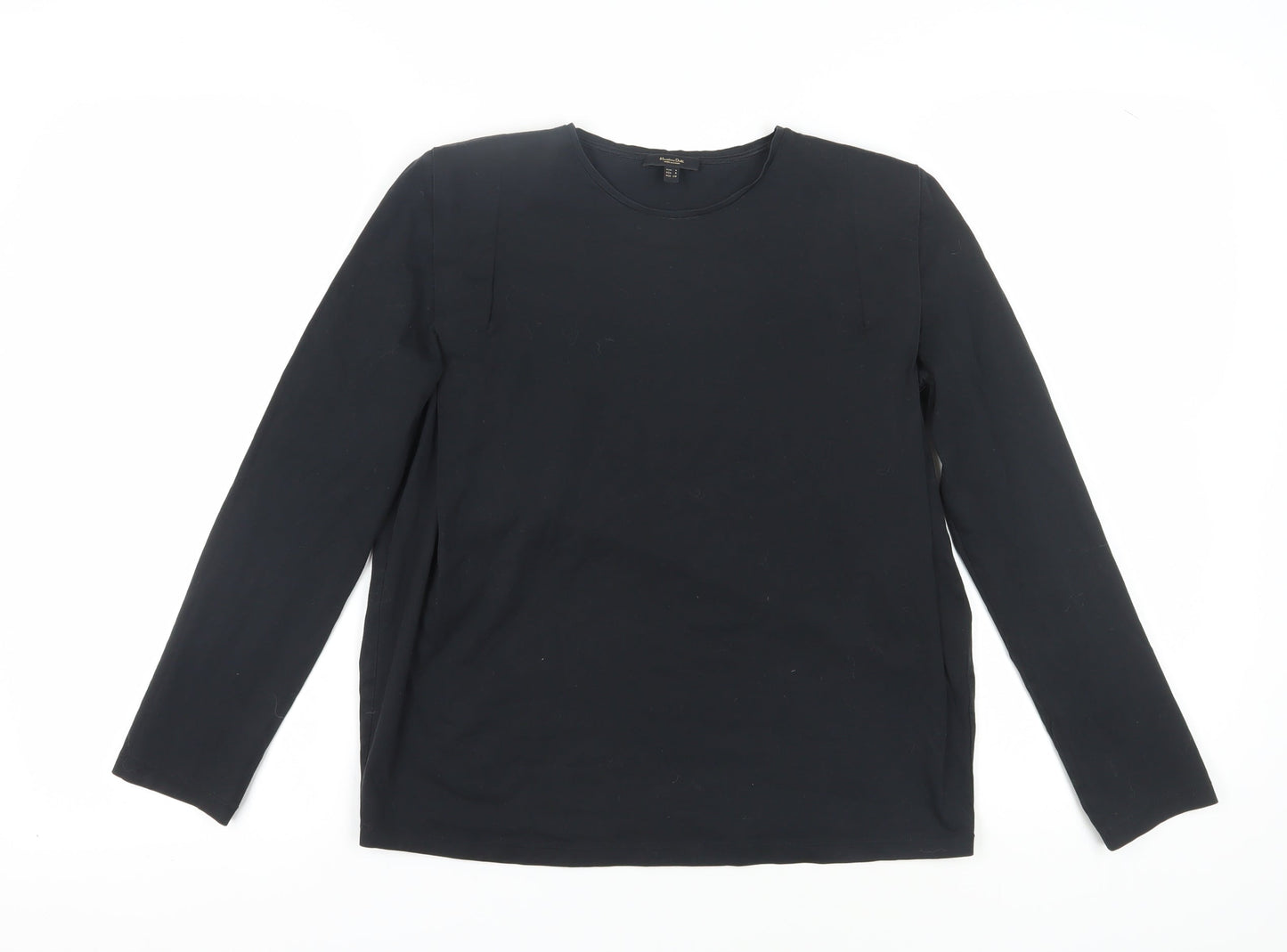 Massimo Dutti Women's Black Cotton Long Sleeve T-Shirt