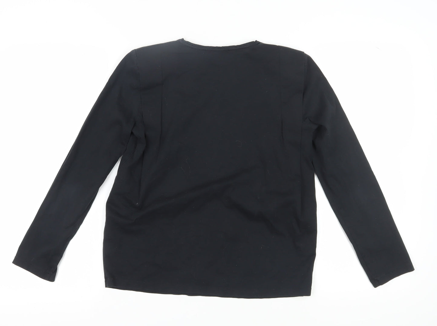 Massimo Dutti Women's Black Cotton Long Sleeve T-Shirt