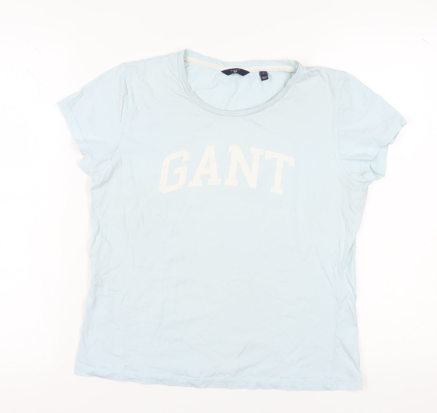 GANT Women's Blue T-Shirt L Short Sleeve Cotton