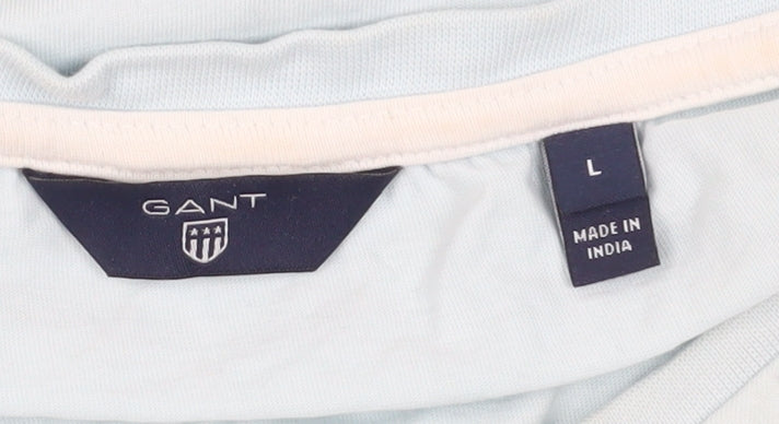 GANT Women's Blue T-Shirt L Short Sleeve Cotton