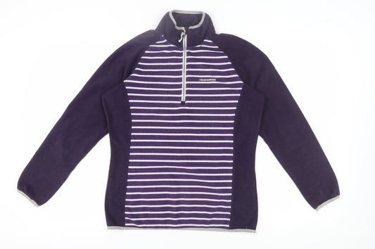 Craghoppers Women's Purple Striped 1/4 Zip Pullover UK 12