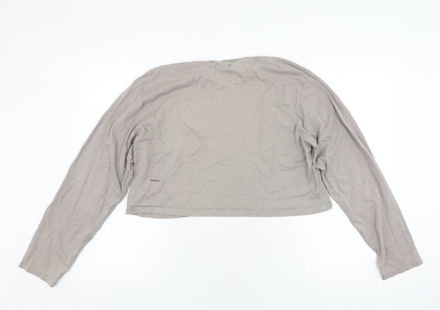 PANGAIA Grey Cropped Long Sleeve T-Shirt XL