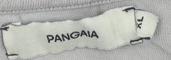 PANGAIA Grey Cropped Long Sleeve T-Shirt XL