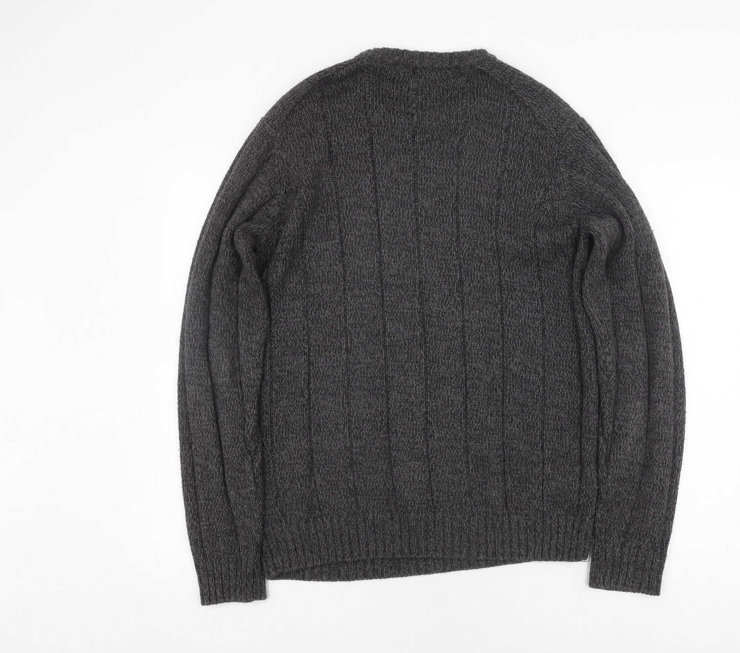 James Pringle Men's Grey Cable-Knit Pullover Jumper, M